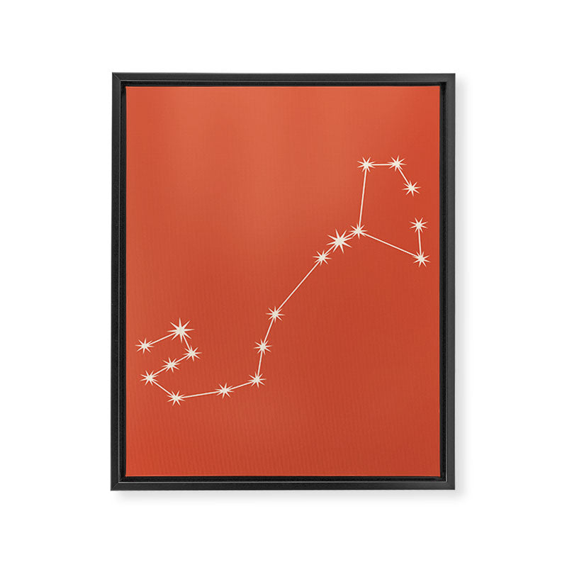 Scorpio Zodiac Star Constellation Line Art Coral Red Framed Canvas Print Gallery Image 8