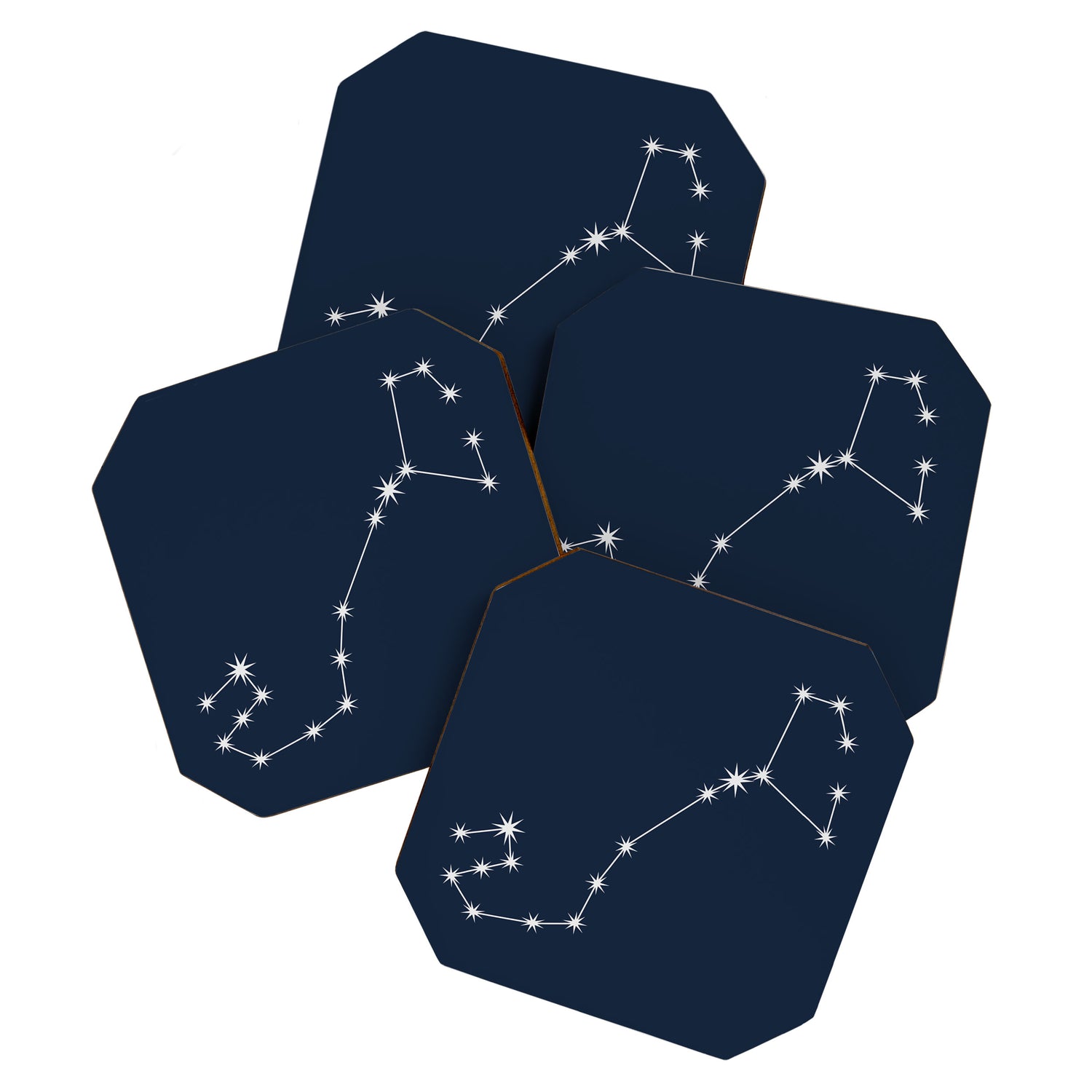 Scorpio Zodiac Star Constellation Line Art Dark Blue Coaster Gallery Image 1