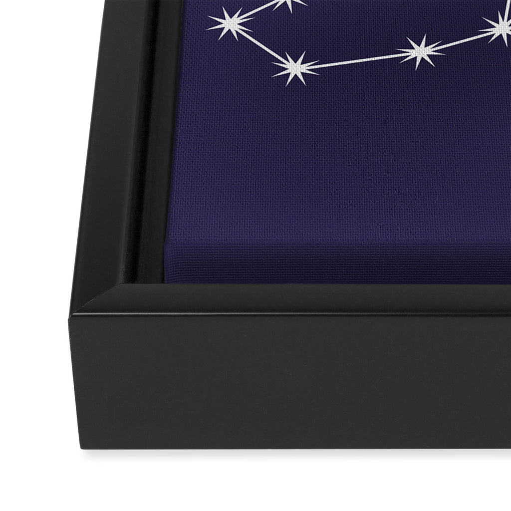 Scorpio Zodiac Star Constellation Line Art Dark Purple Framed Canvas Print Gallery Image 3
