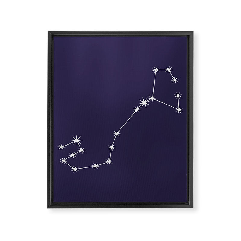 Scorpio Zodiac Star Constellation Line Art Dark Purple Framed Canvas Print Gallery Image 8
