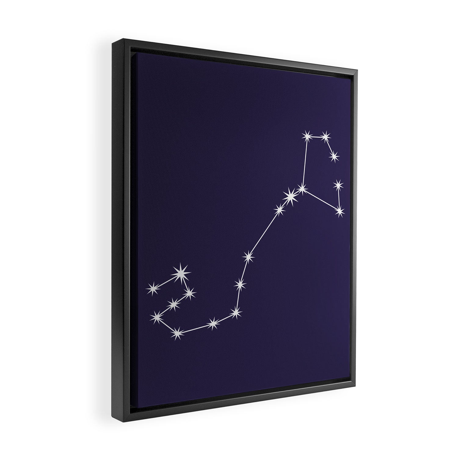 Scorpio Zodiac Star Constellation Line Art Dark Purple Framed Canvas Print Gallery Image 2