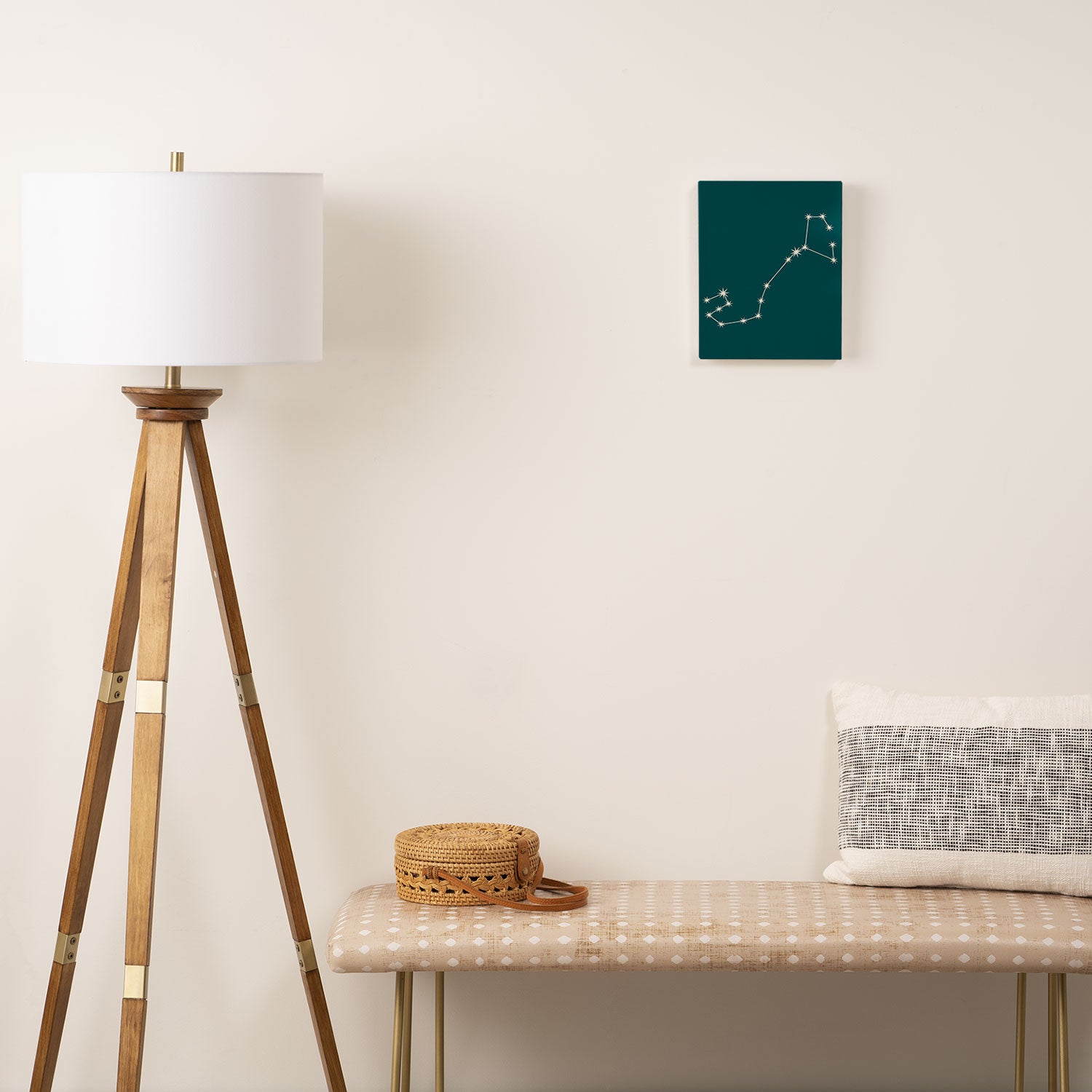 Scorpio Zodiac Star Constellation Line Art Deep Teal Canvas Print Gallery Image 2
