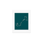 Scorpio Zodiac Star Constellation Line Art Deep Teal Art Print Gallery Image 1