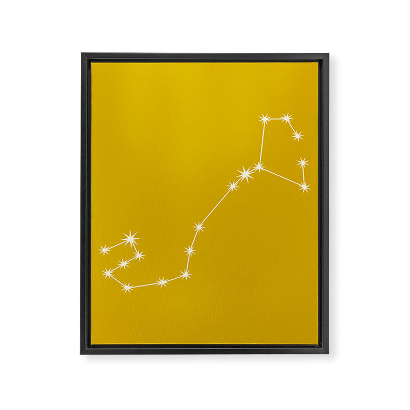 Scorpio Zodiac Star Constellation Line Art Golden Yellow Framed Canvas Print Gallery Image 8
