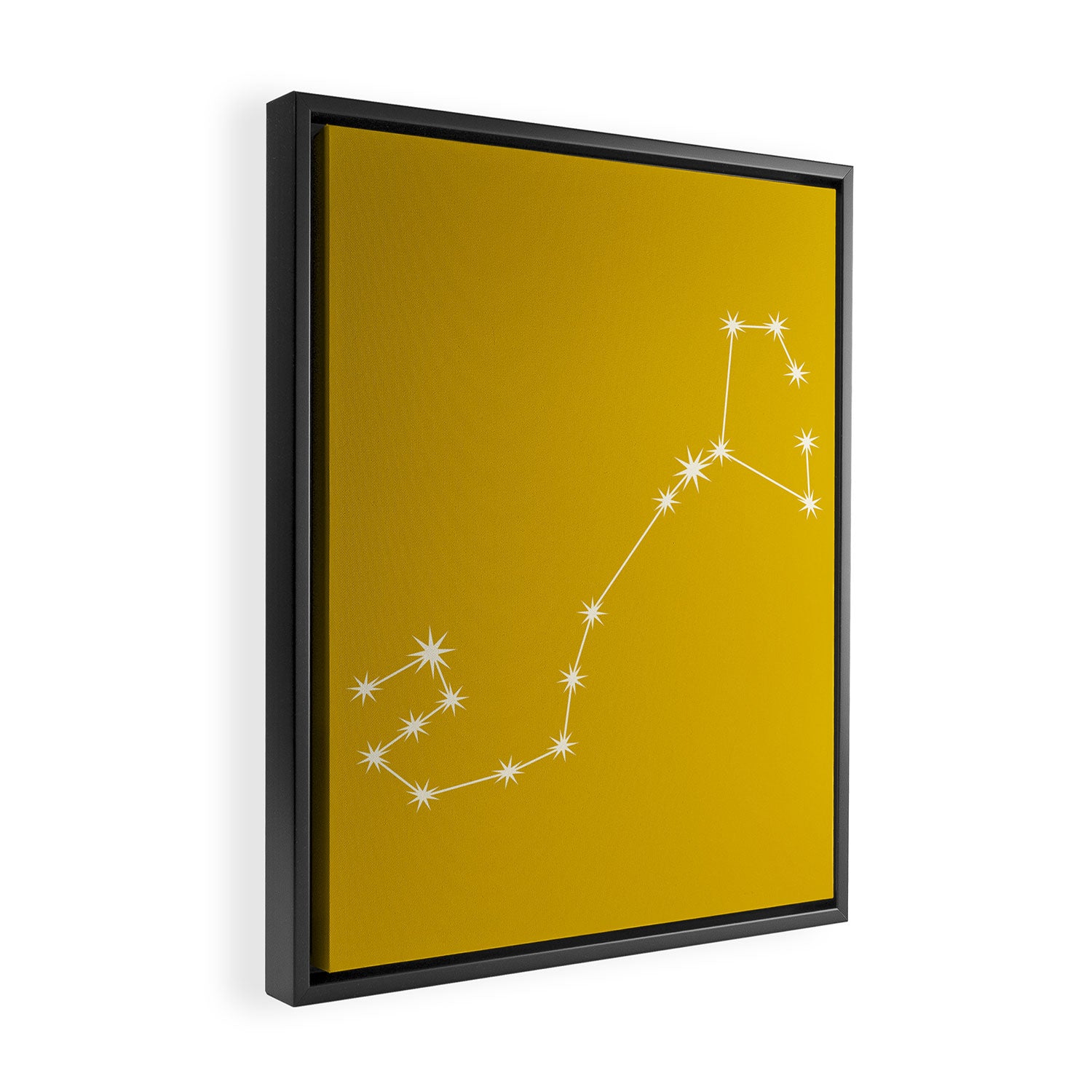 Scorpio Zodiac Star Constellation Line Art Golden Yellow Framed Canvas Print Gallery Image 2