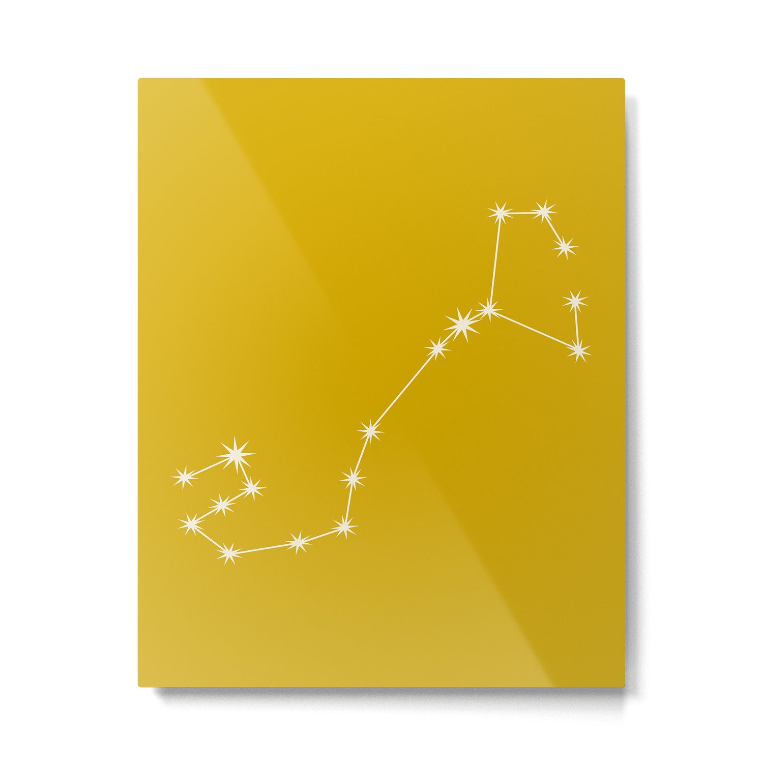 Scorpio Zodiac Star Constellation Line Art Golden Yellow Metal Print Gallery Image 6