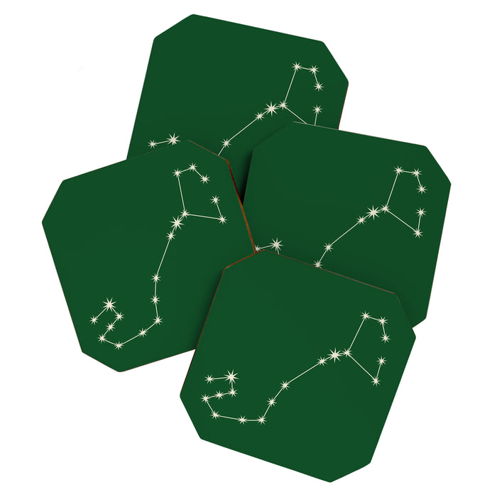Scorpio Zodiac Star Constellation Line Art Green Coaster Gallery Image 1