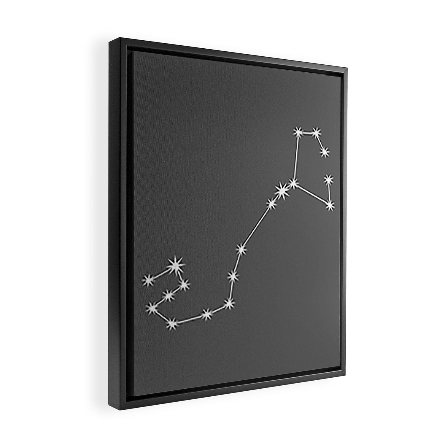 Scorpio Zodiac Star Constellation Line Art Grey Framed Canvas Print Gallery Image 2