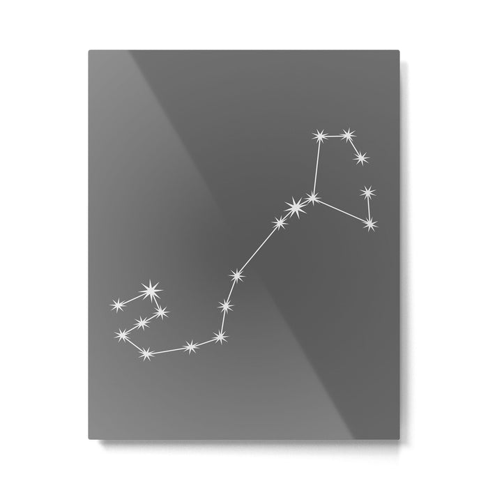 Scorpio Zodiac Star Constellation Line Art Grey Metal Print Gallery Image 1