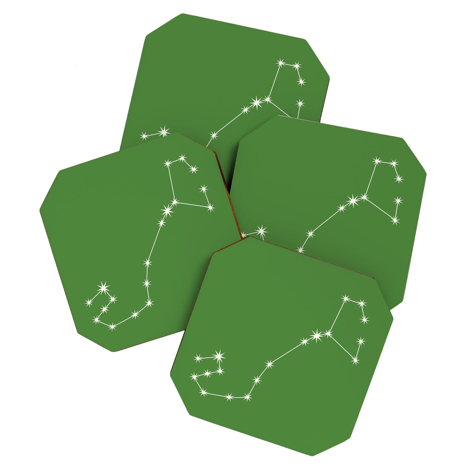 Scorpio Zodiac Star Constellation Line Art Kelly Green Coaster Gallery Image 1