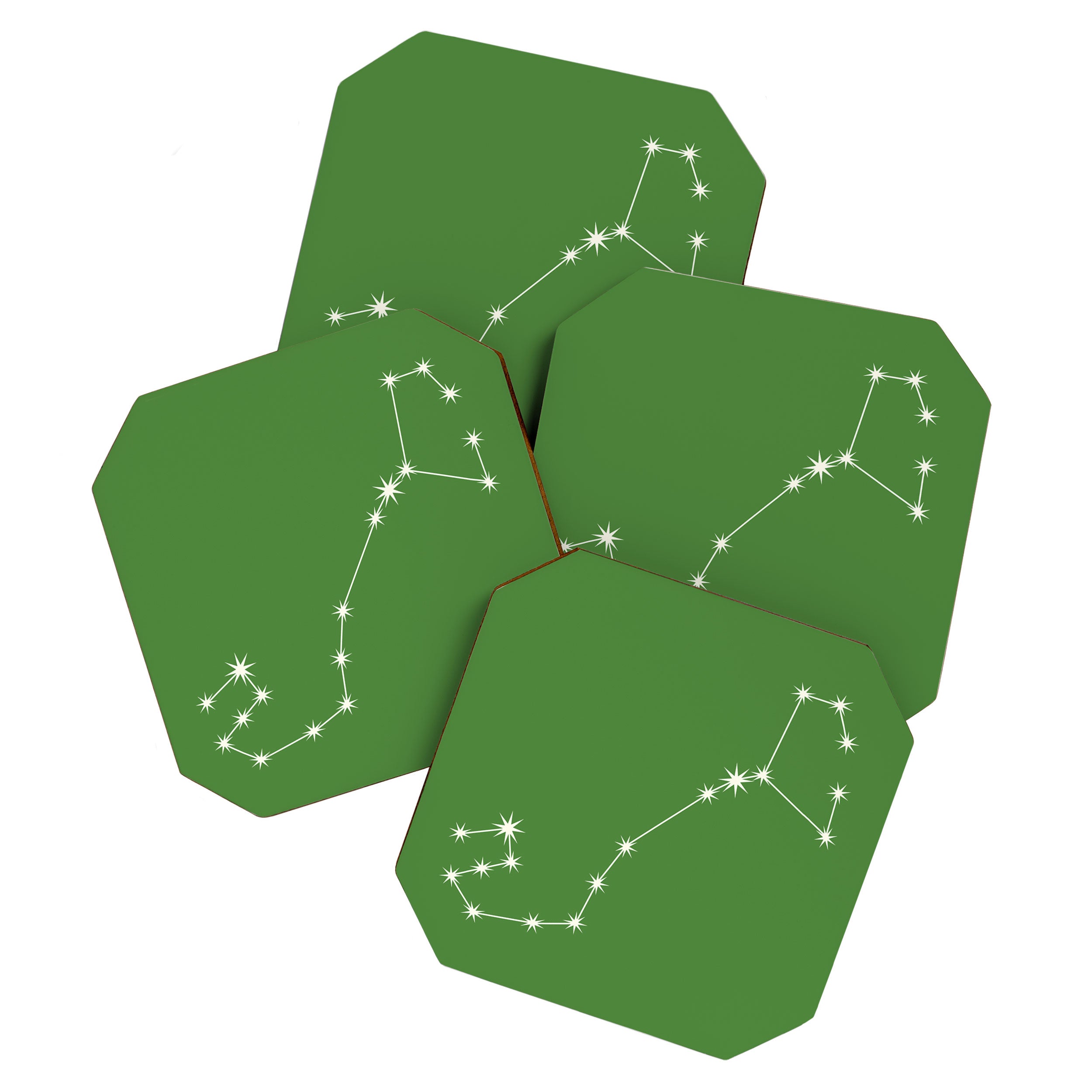 Scorpio Zodiac Star Constellation Line Art Kelly Green Coaster Gallery Image 1