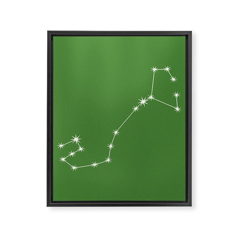 Scorpio Zodiac Star Constellation Line Art Kelly Green Framed Canvas Print Gallery Image 8
