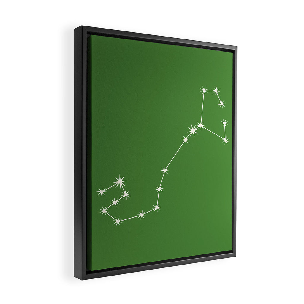 Scorpio Zodiac Star Constellation Line Art Kelly Green Framed Canvas Print Gallery Image 2