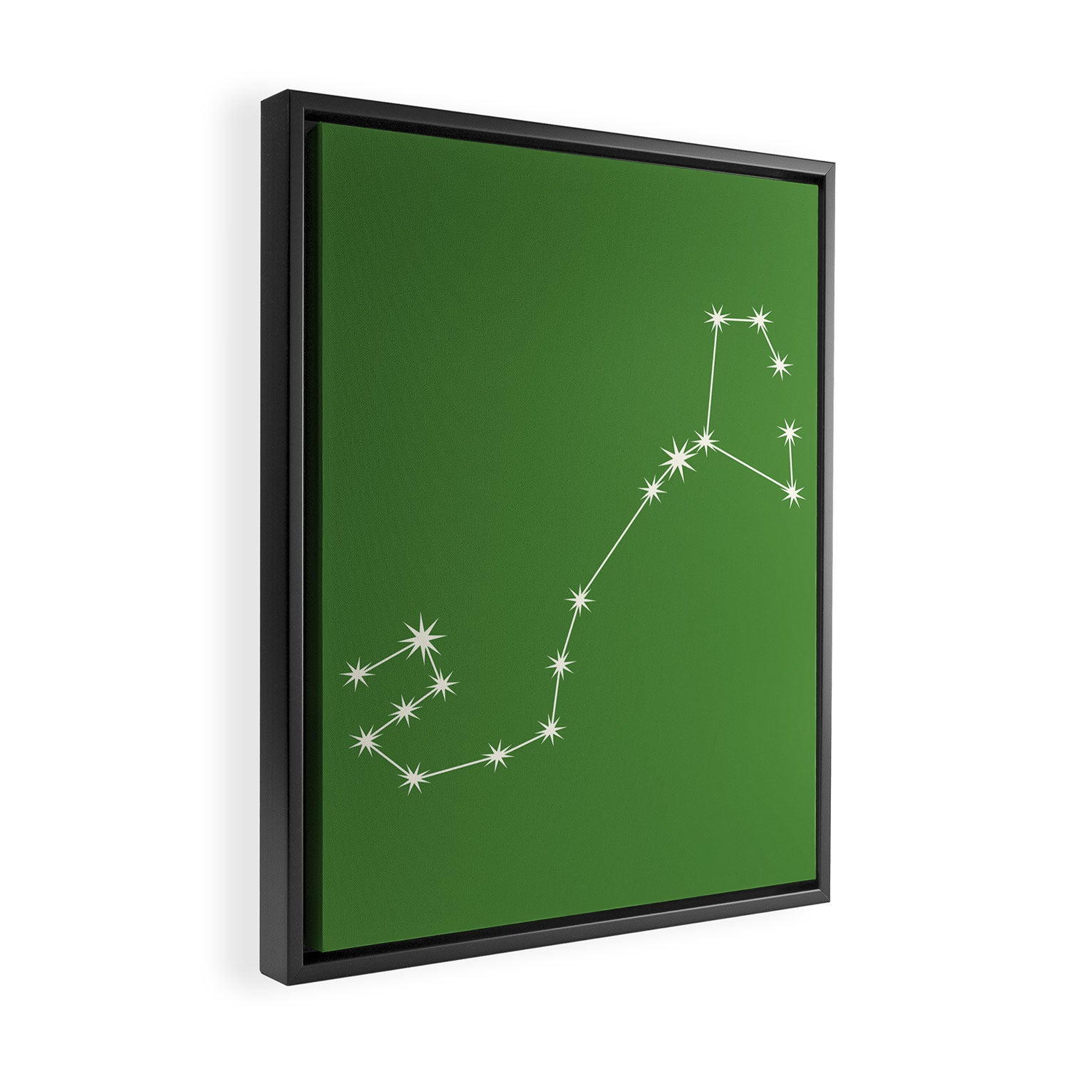 Scorpio Zodiac Star Constellation Line Art Kelly Green Framed Canvas Print Gallery Image 2