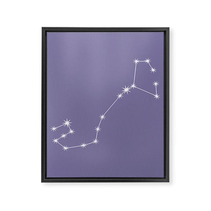 Scorpio Zodiac Star Constellation Line Art Lavender Purple Framed Canvas Print Gallery Image 1