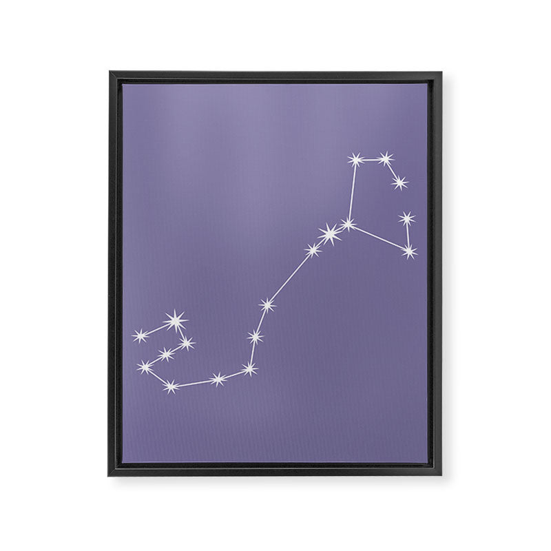 Scorpio Zodiac Star Constellation Line Art Lavender Purple Framed Canvas Print Gallery Image 8