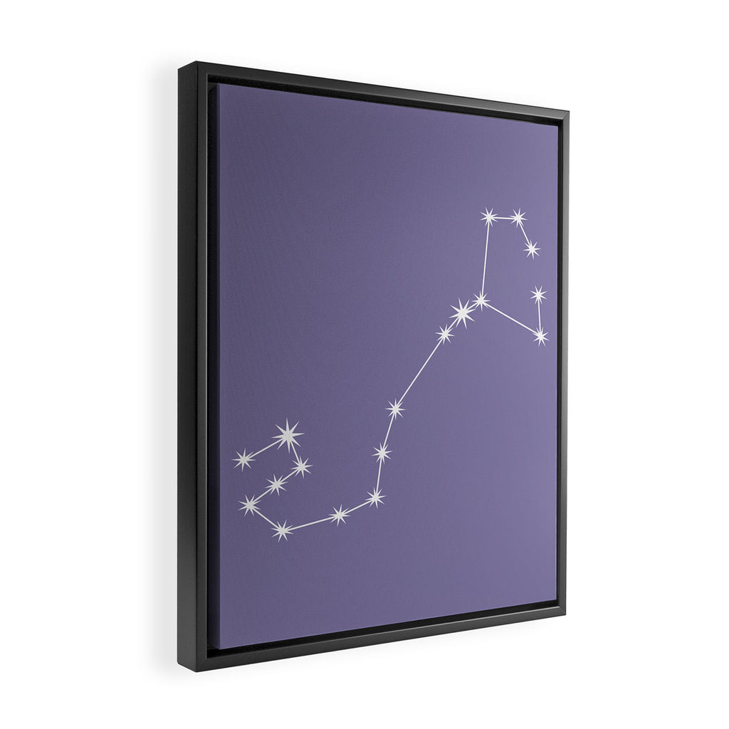 Scorpio Zodiac Star Constellation Line Art Lavender Purple Framed Canvas Print Gallery Image 2