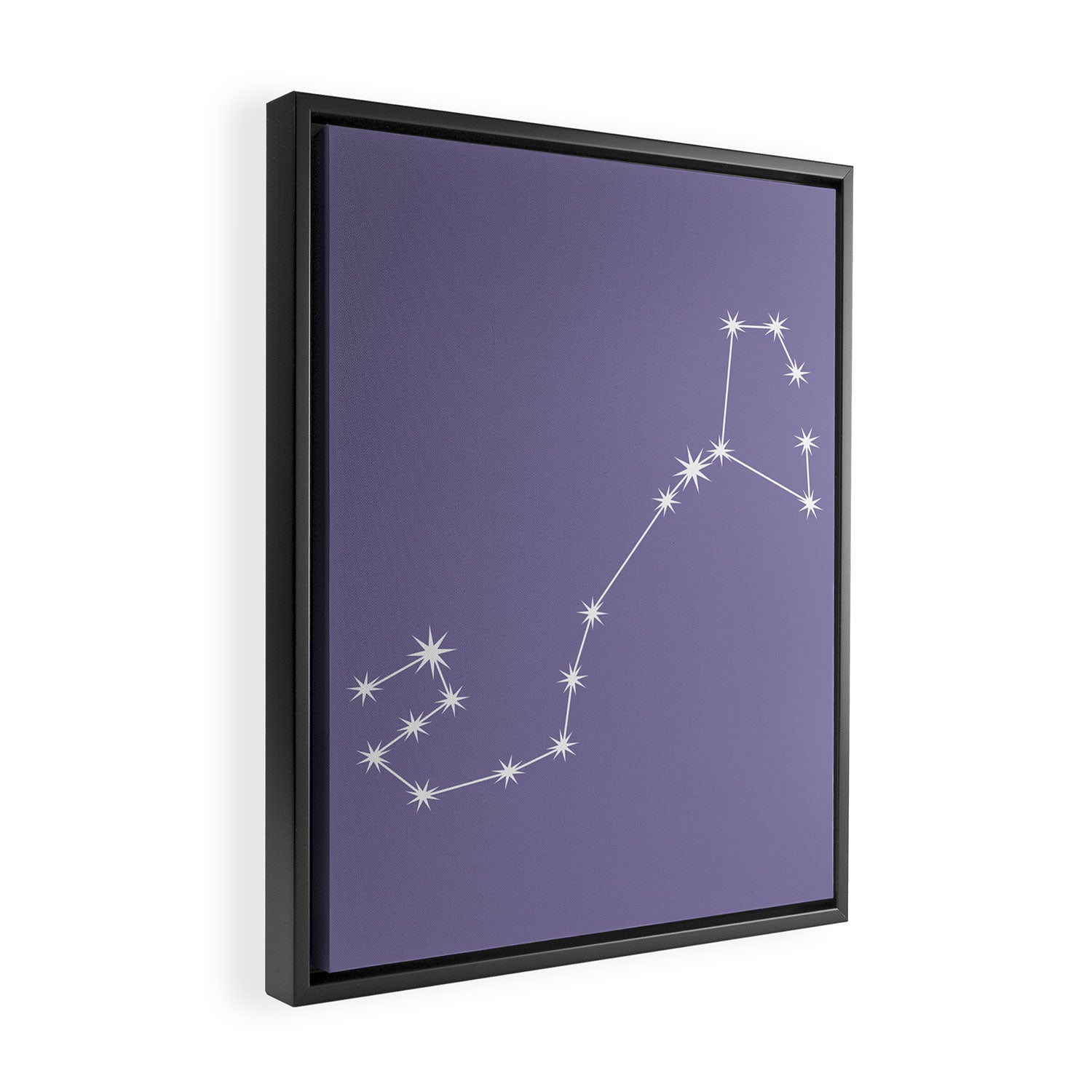 Scorpio Zodiac Star Constellation Line Art Lavender Purple Framed Canvas Print Gallery Image 2
