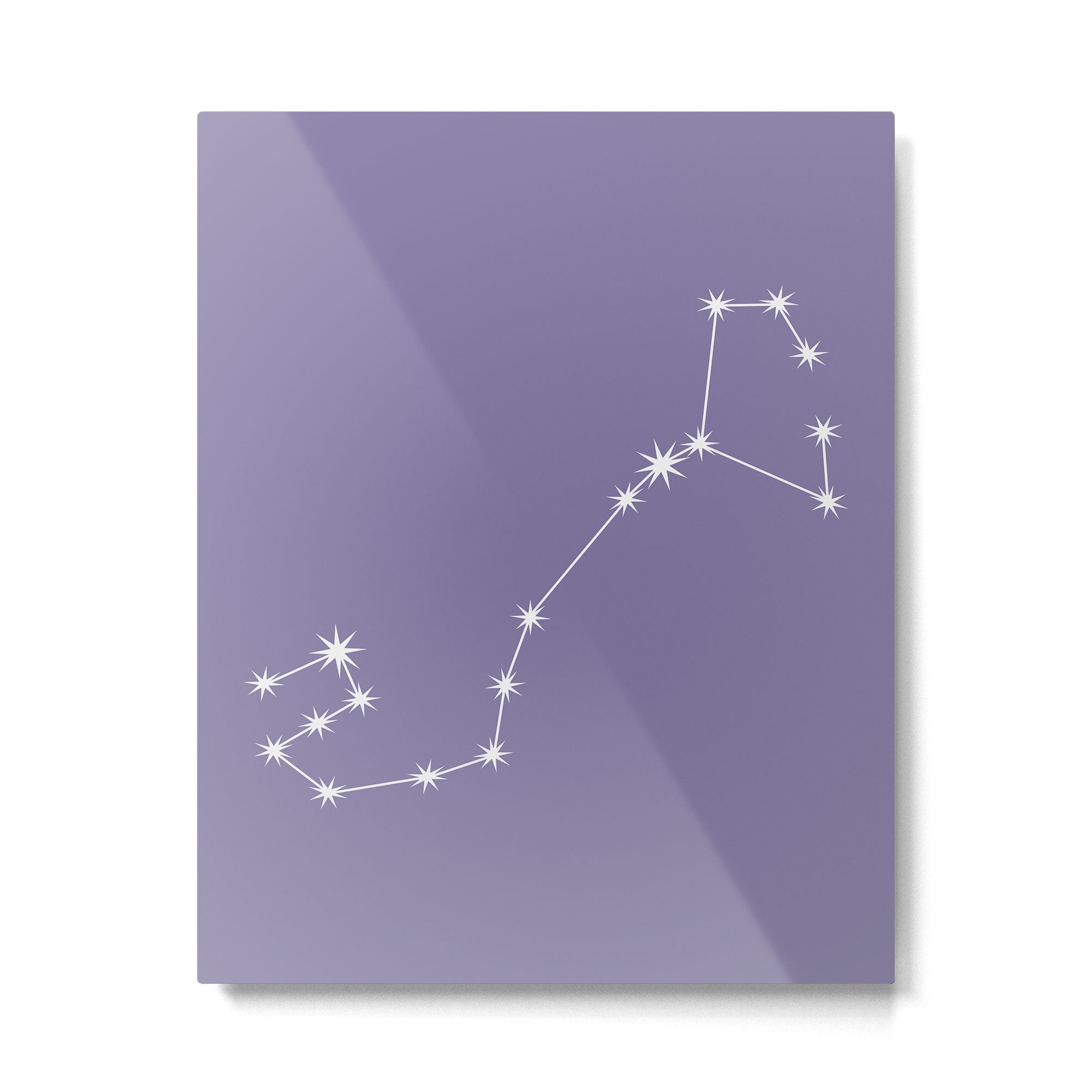 Scorpio Zodiac Star Constellation Line Art Lavender Purple Metal Print Gallery Image 6