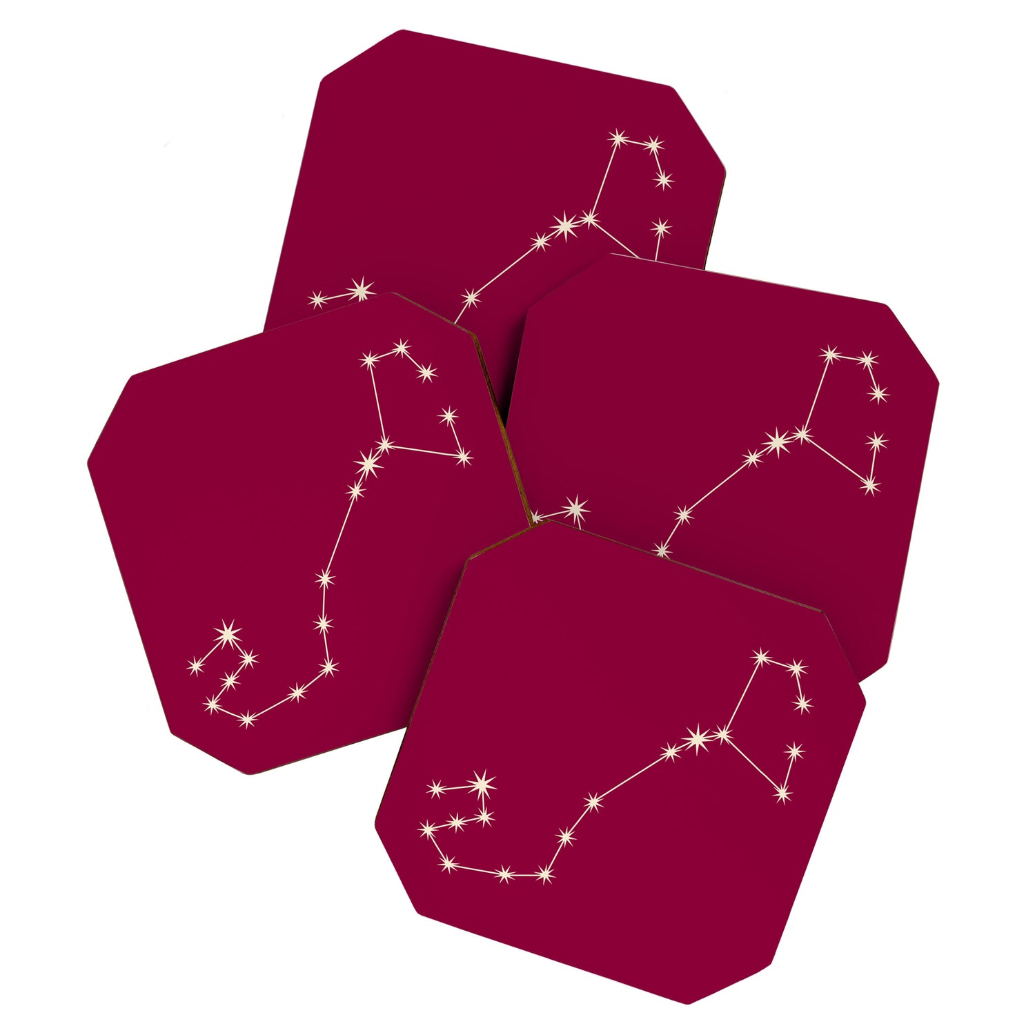 Scorpio Zodiac Star Constellation Line Art Magenta Pink Coaster Gallery Image 1