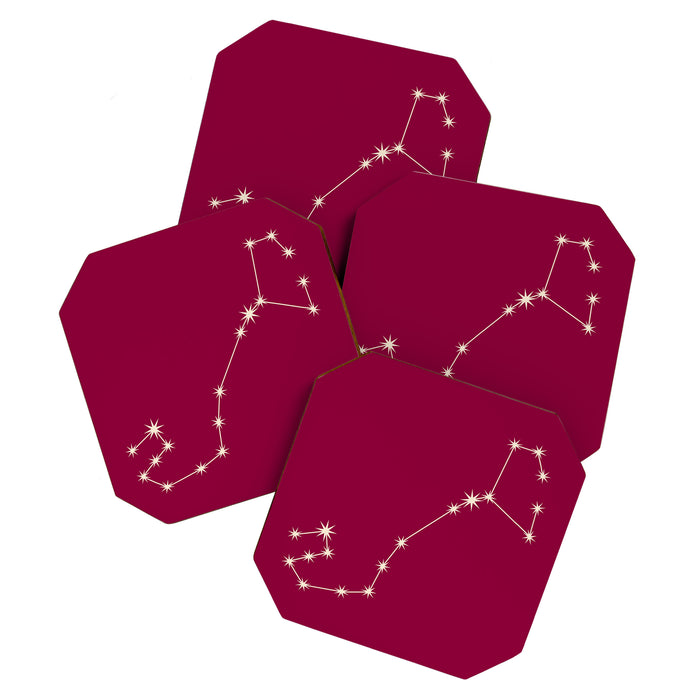 Scorpio Zodiac Star Constellation Line Art Magenta Pink Coaster Gallery Image 1