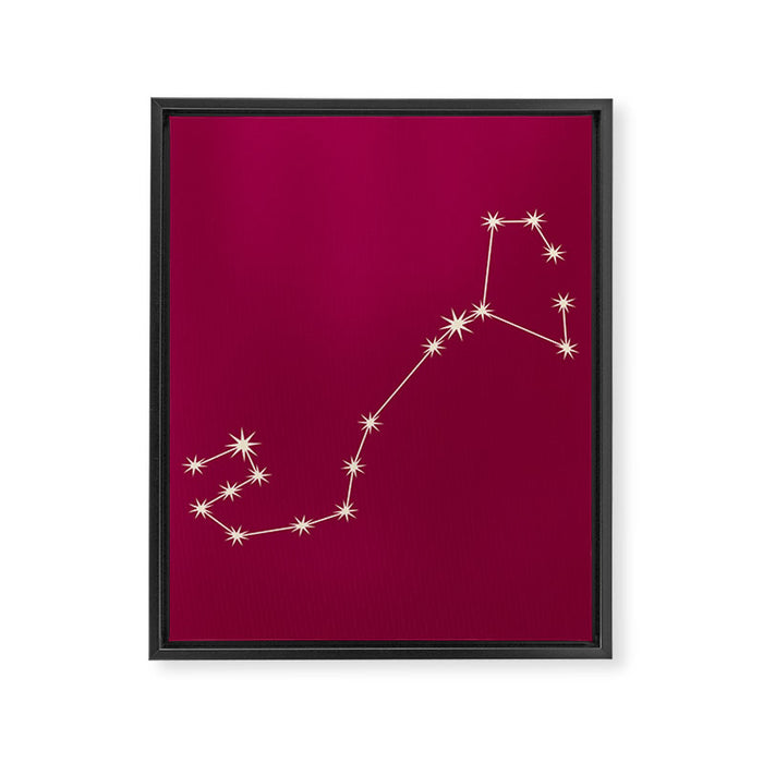 Scorpio Zodiac Star Constellation Line Art Magenta Pink Framed Canvas Print Gallery Image 1