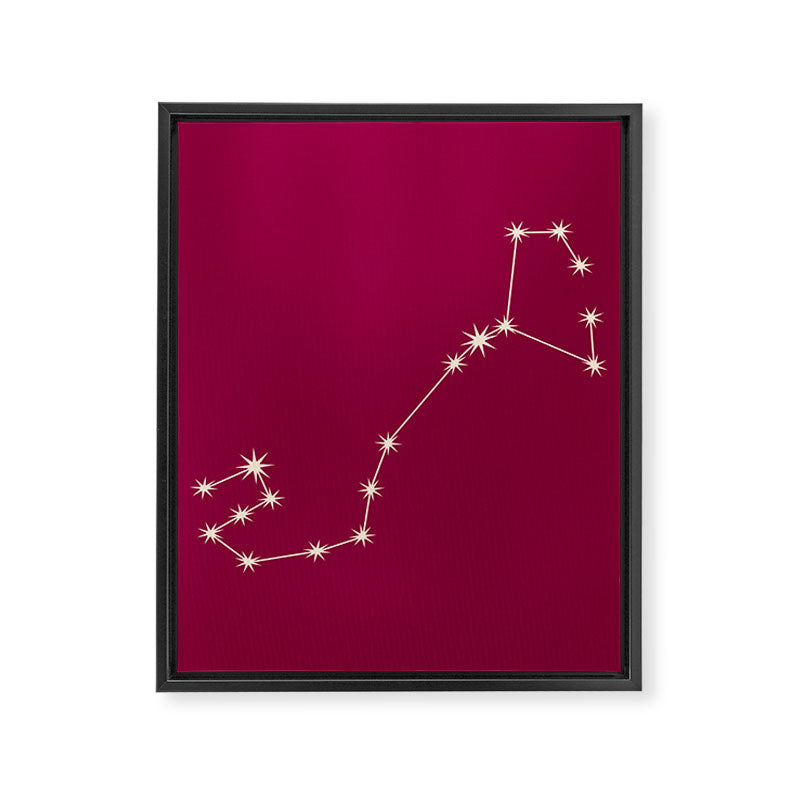 Scorpio Zodiac Star Constellation Line Art Magenta Pink Framed Canvas Print Gallery Image 8