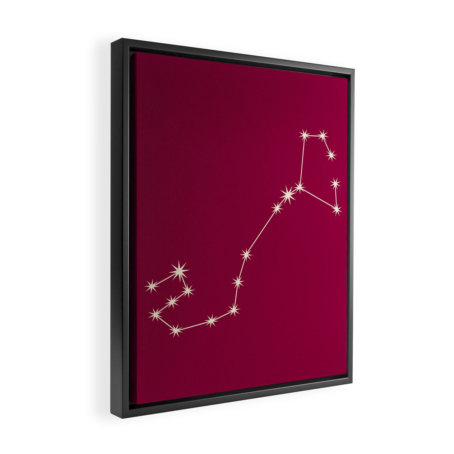 Scorpio Zodiac Star Constellation Line Art Magenta Pink Framed Canvas Print Gallery Image 2