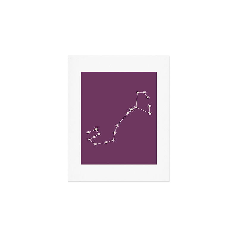 Scorpio Zodiac Star Constellation Line Art Mauve Purple Art Print Gallery Image 1
