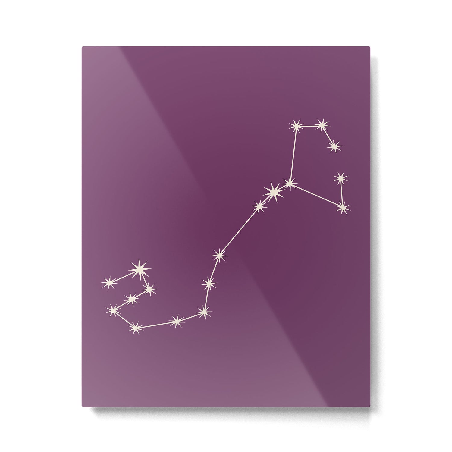 Scorpio Zodiac Star Constellation Line Art Mauve Purple Metal Print Gallery Image 6