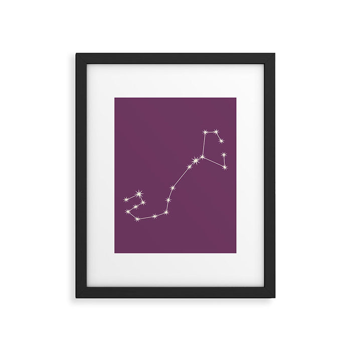 Scorpio Zodiac Star Constellation Line Art Mauve Purple Framed Art Print Gallery Image 1