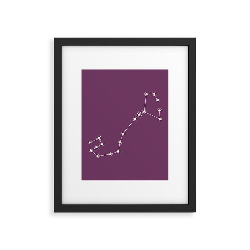 Scorpio Zodiac Star Constellation Line Art Mauve Purple Framed Art Print Gallery Image 6