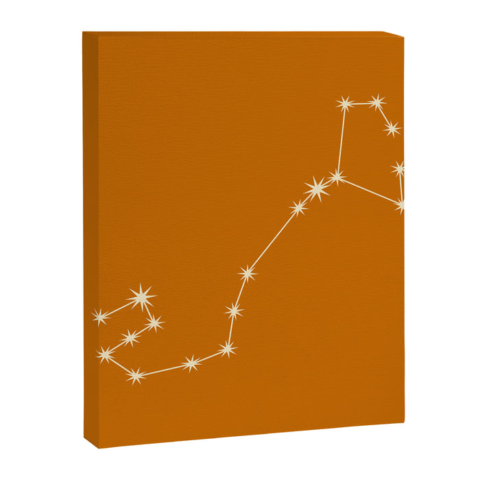 Scorpio Zodiac Star Constellation Line Art Orange Canvas Print Gallery Image 1