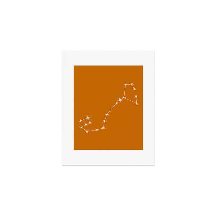 Scorpio Zodiac Star Constellation Line Art Orange Art Print Gallery Image 1