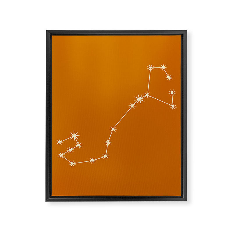 Scorpio Zodiac Star Constellation Line Art Orange Framed Canvas Print Gallery Image 8