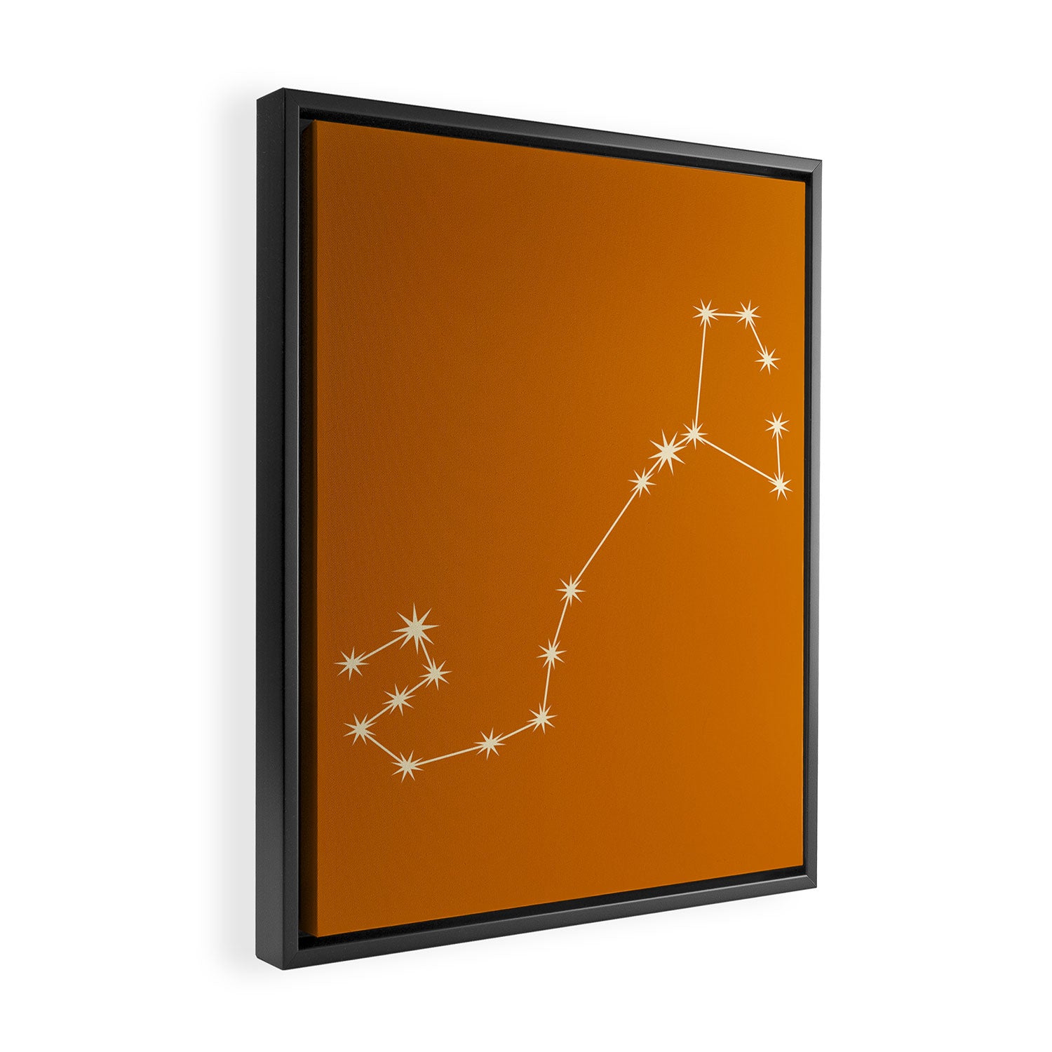 Scorpio Zodiac Star Constellation Line Art Orange Framed Canvas Print Gallery Image 2