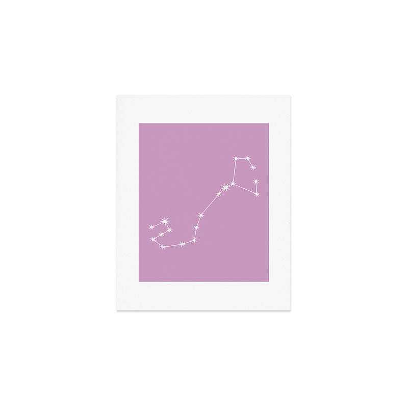 Scorpio Zodiac Star Constellation Line Art Pastel Lilac Art Print Gallery Image 1