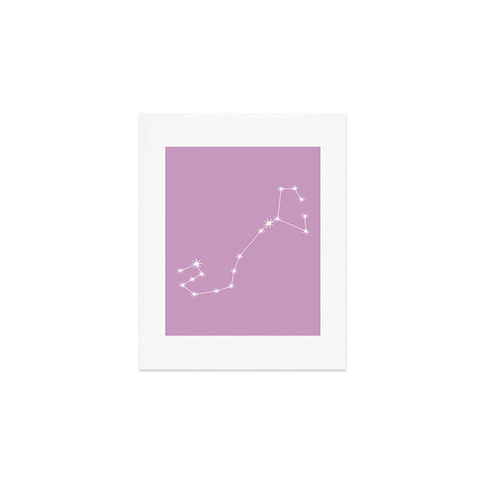 Scorpio Zodiac Star Constellation Line Art Pastel Lilac Art Print Gallery Image 1