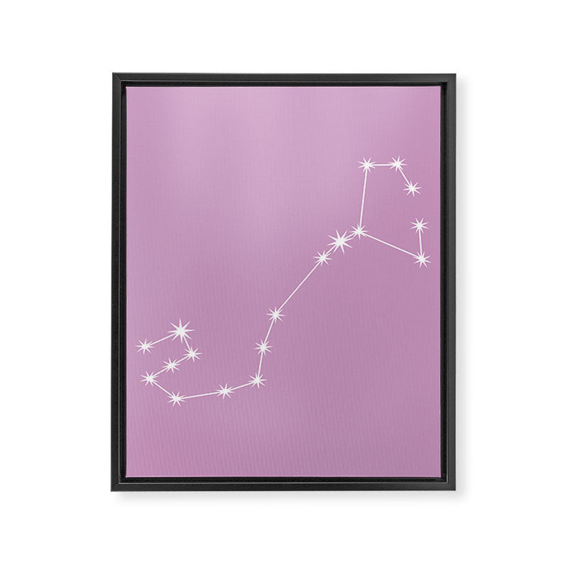 Scorpio Zodiac Star Constellation Line Art Pastel Lilac Framed Canvas Print Gallery Image 8