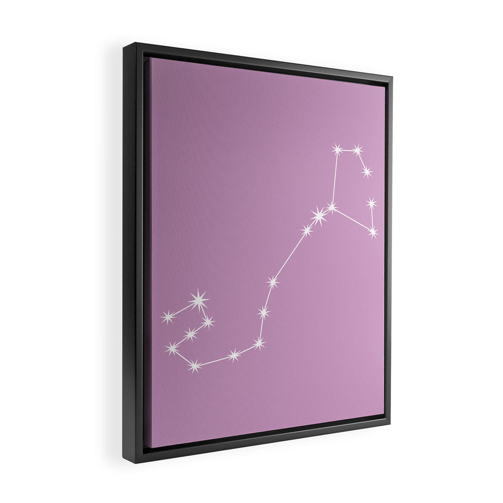 Scorpio Zodiac Star Constellation Line Art Pastel Lilac Framed Canvas Print Gallery Image 2