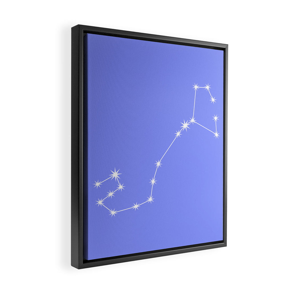 Scorpio Zodiac Star Constellation Line Art Pastel Purple Framed Canvas Print Gallery Image 2