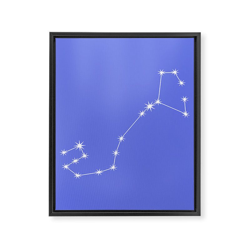 Scorpio Zodiac Star Constellation Line Art Periwinkle Purple Framed Canvas Print Gallery Image 8