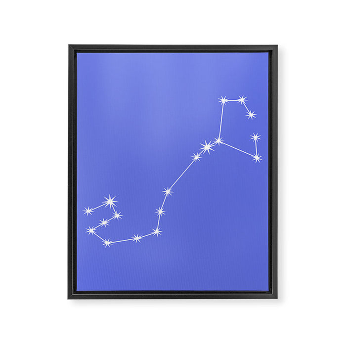 Scorpio Zodiac Star Constellation Line Art Periwinkle Purple Framed Canvas Print Gallery Image 1