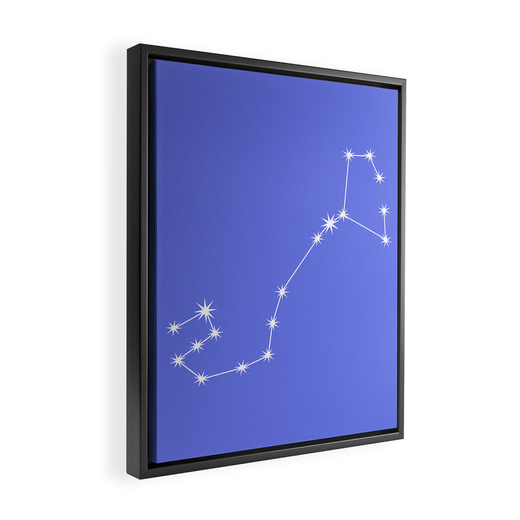 Scorpio Zodiac Star Constellation Line Art Periwinkle Purple Framed Canvas Print Gallery Image 2