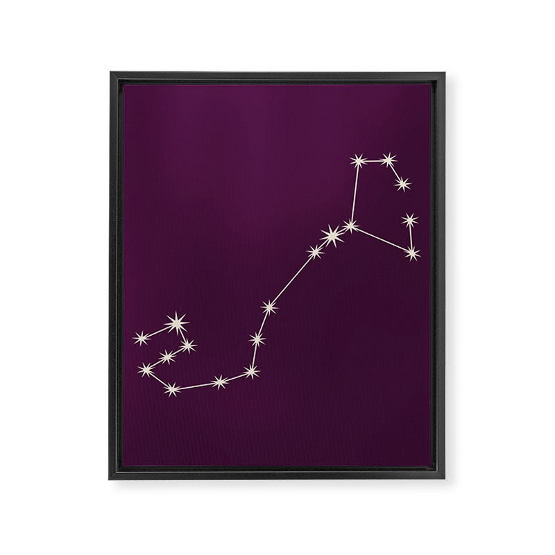 Scorpio Zodiac Star Constellation Line Art Plum Purple Framed Canvas Print Gallery Image 8