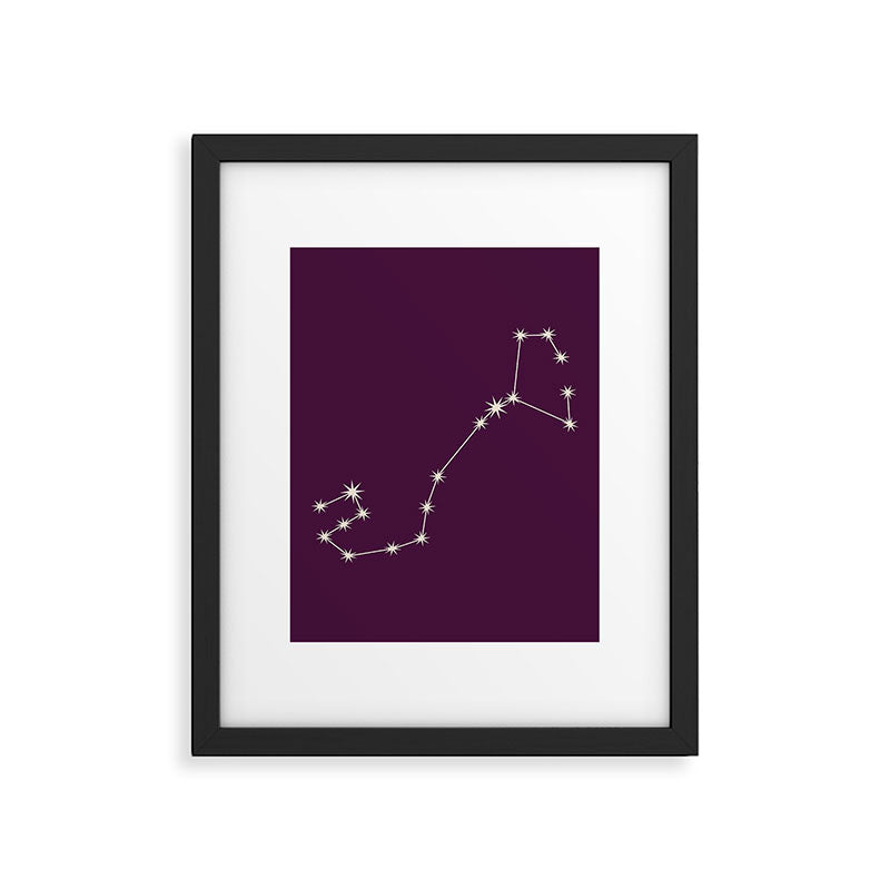 Scorpio Zodiac Star Constellation Line Art Plum Purple Framed Art Print Gallery Image 6