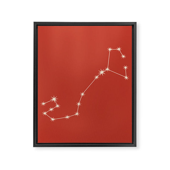 Scorpio Zodiac Star Constellation Line Art Red Framed Canvas Print Gallery Image 1