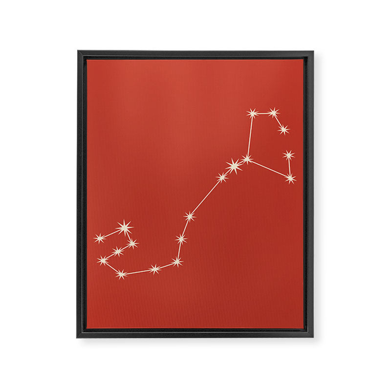 Scorpio Zodiac Star Constellation Line Art Red Framed Canvas Print Gallery Image 8