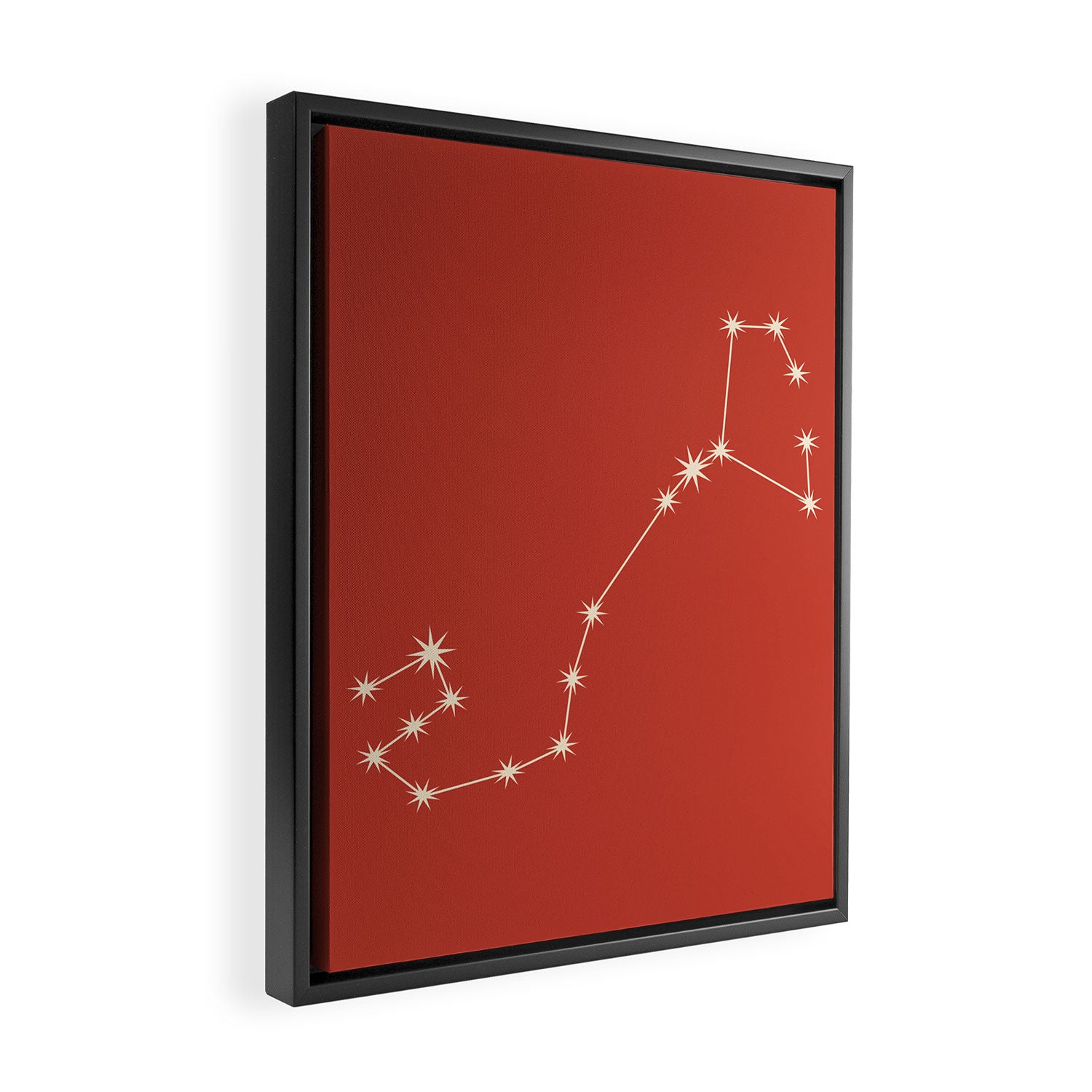 Scorpio Zodiac Star Constellation Line Art Red Framed Canvas Print Gallery Image 2