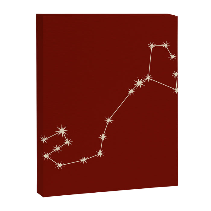 Scorpio Zodiac Star Constellation Line Art Ruby Red Canvas Print Gallery Image 1